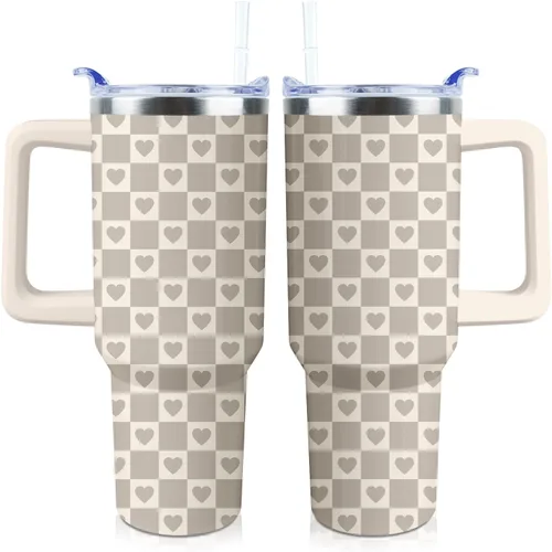 Miniatura 16 de Vaso de 40 onzas con asa y tapa con pajita a prueba de fugas Regalos inspiradores de cumpleaños del Día de la Madre para mujeres, hombres