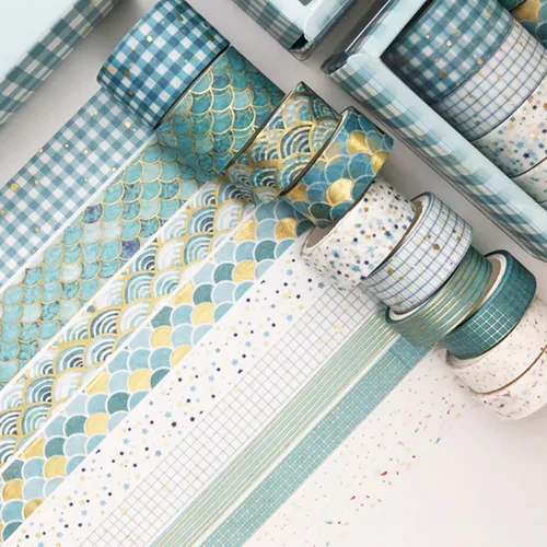 Miniatura 6 de Creative Washi - Juego de 10 rollos de cinta adhesiva decorativa con impresión de lámina dorada para artes, manualidades, diarios, planificadores