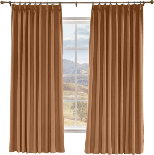 Miniatura 17 de Macochico Cortinas opacas de lino sintético de 52 pulgadas de ancho x 63 pulgadas de largo, panel de cortinas plisadas para dormitorio, aulas