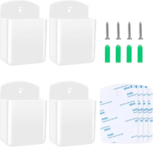 Miniatura 12 de Soporte de Control Remoto Ajustable de 3 Ranuras con Montaje en Pared, Organizador Adhesivo para Control de TV con Fondo Hueco para Carga, Soporte