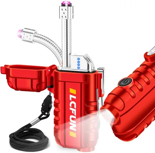 Miniatura 12 de LcFun Encendedor eléctrico recargable USB C, encendedores de plasma impermeables con pantalla LED de batería, encendedores de arco largo resistente