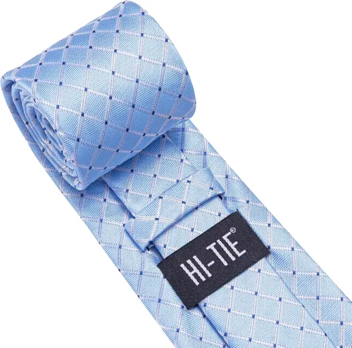 Miniatura 241 de Hi-Tie Corbatas de seda para hombre, diseño de cachemira a rayas, con bolsillo, gemelos cuadrados, conjunto formal de negocios