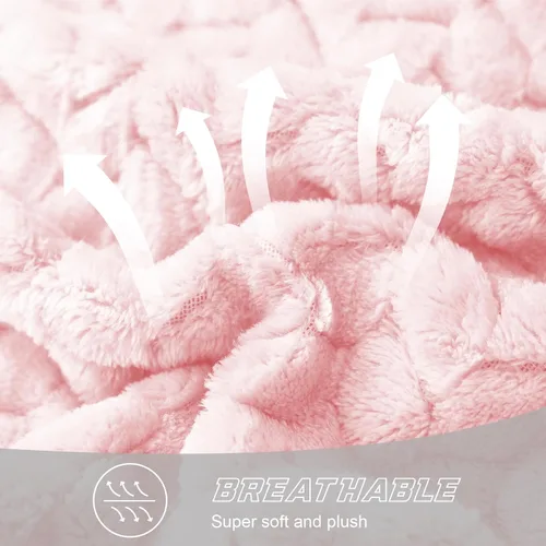 Miniatura 7 de Exclusivo Mezcla - Manta de tamaño individual de vellón, color rosa claro, para cama, 90 x 66 pulgadas, suave, acogedora, en 3D, de franela