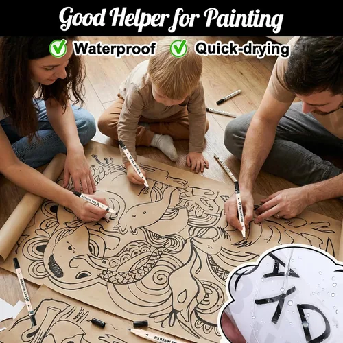 Miniatura 6 de Thboxes Paquete de 10 marcadores de pintura negra, bolígrafo de pintura acrílica de doble punta, punta fina y marcadores de punta de pincel