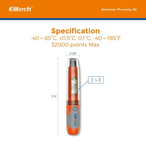 Miniatura 5 de Elitech RC-51 Digital registrador de datos de temperatura USB reutilizable 32000 puntos