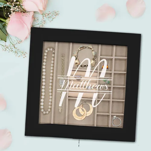 Miniatura 3 de My Personal Memories Joyero personalizado, bandeja y organizador con parte superior de cristal, accesorios personalizados y grabados, regalo