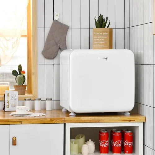 Miniatura 2 de COSTWAY Mini refrigerador de 1.6 pies cúbicos, refrigerador compacto con descongelación automática, puerta reversible individual, termostato Blanco