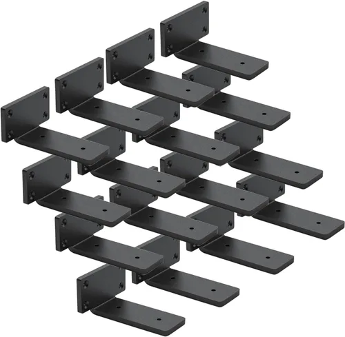 Miniatura 11 de Paquete de 4 soportes de estante flotantes de 8 pulgadas, soporte de estante oculto de 1/5 pulgadas de grosor, soportes de metal de hierro