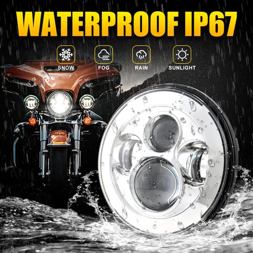 Miniatura 6 de Faro LED cromado de 7 pulgadas aprobado por DOT compatible con Harley Motorcycle Tour, FLD, Softail Heritage, Street Glide, Road King, Electra