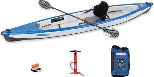 Miniatura 12 de Sea Eagle RazorLite Kayak inflable – Ligero, punto caído, kayak de turismo de alta velocidad – Solo o en tándem – Asiento trasero alto, remo (s)
