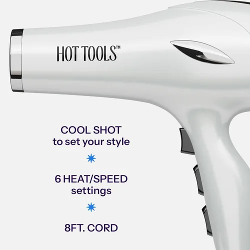 Miniatura 3 de Hot Tools Pro Artist 2400 Turbo Ceramic + Ionic - Secador de pelo Secado rápido, ligero Ionic Blow Dryer, Fast Drying, 6 Heat/Speed Settings +