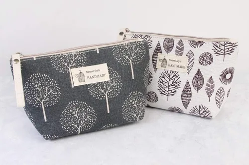 Miniatura 4 de RIAH FASHION Bolsa portátil de viaje para maquillaje cosmético, organizador de artículos de tocador, bolso de pulsera, floral, a cuadros, corcho
