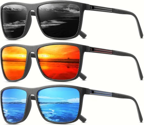 Miniatura 9 de Gafas de sol polarizadas para hombre, clásicas, ligeras, para conducir, pesca, golf, sol, protección UV 4PCS-negro+rojo+azul+lce azul-a