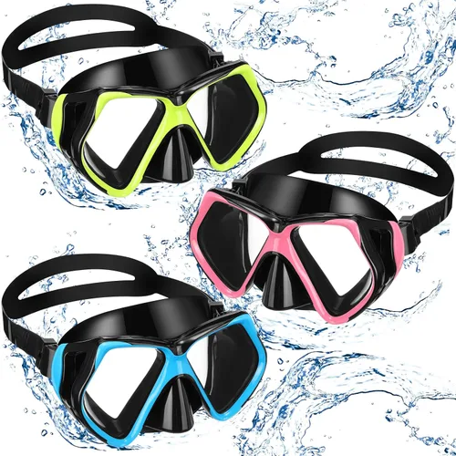 Miniatura 10 de Fabbay 3 gafas de natación con cubierta para la nariz, gafas de natación para adultos, esnórquel, paquete de gafas de natación para jóvenes, hombres