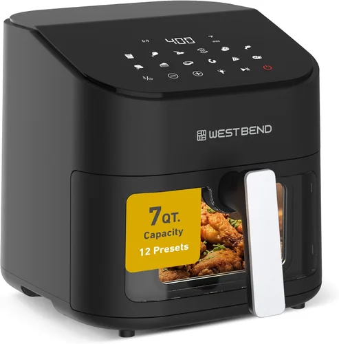 Miniatura 10 de West Bend Freidora de aire digital de 4.5 cuartos de galón, compacta con 12 preajustes, temperatura ajustable para comidas crujientes rápidas, cesta
