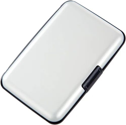 Miniatura 31 de Porta tarjetas de crédito pequeño con bloqueo RFID, cartera metálica delgada, mini, de aluminio, funda dura para mujeres y hombres