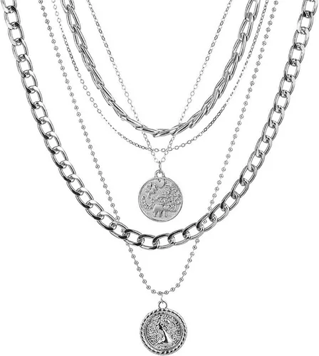 INENIMARTJ Collares de oro en capas, gargantilla de cadena de eslabones gruesos para mujer, collar de hip hop punk de los años 80 y 90 para niñas,