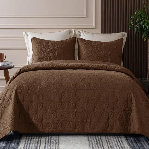 Miniatura 15 de Whale Flotilla - Juego de ropa de cama King, colchas suaves color beige brillante para cama King, tamaño King para todas las estaciones, 3 piezas