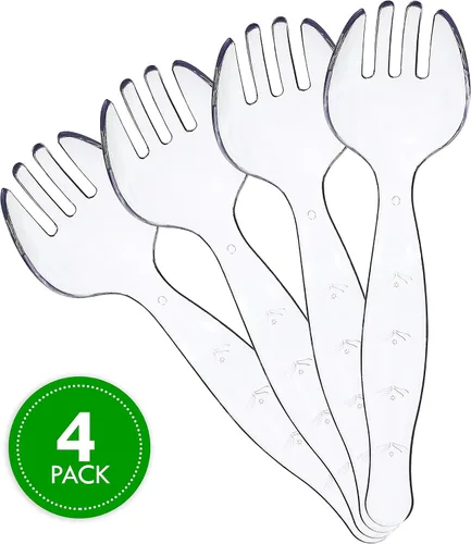 Miniatura 5 de Plasticpro Tenedores de plástico desechables duraderos y resistentes, utensilios de servir transparentes, paquete de 4