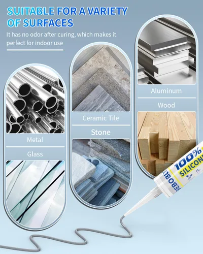 Miniatura 3 de Calafateo y sellador de silicona gris, sellador de silicona 100% impermeable, a prueba de contracción y grietas, calafateo de silicona para cocina