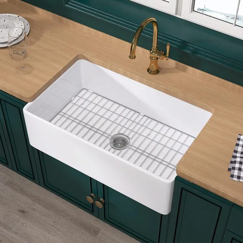 Miniatura 10 de Miuara Fregadero de Granja 30 Pulgadas - Fregadero de Cocina Delantal Blanco Montado Inferior Reversible 30"x20"x10", Estilo Casa de Granja Tazón