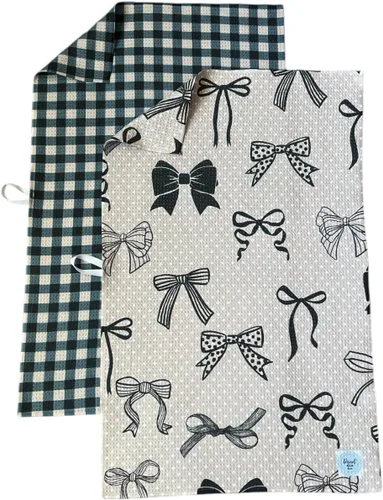 Miniatura 15 de Paquete de 2 Paños de cocina de doble cara Microfibra de tejido gofre Altamente absorbente Lazo para colgar Paños de cocina