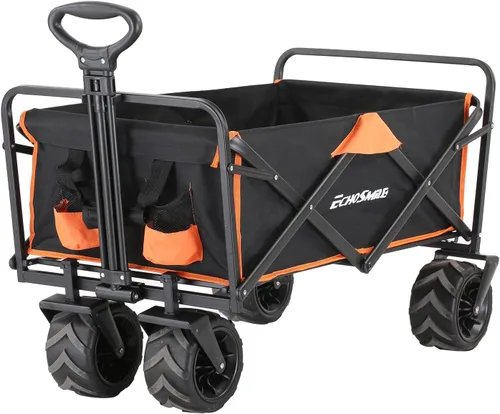 Miniatura 9 de EchoSmile Carro plegable de alta resistencia de 350 libras de capacidad, carrito plegable al aire libre para acampar y comestibles, carrito
