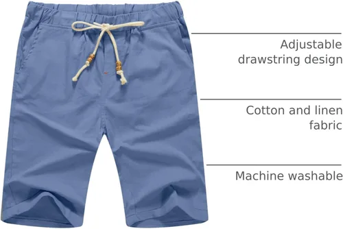 Miniatura 30 de Sailwind Pantalones cortos de lino para hombre, pantalones cortos casuales de playa con cordón