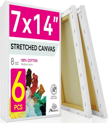 Miniatura 20 de PHOENIX - Lienzos de algodón blanco con bastidor para pintar, perfil de 5/8 pulgadas, imprimado triple para pinturas al óleo y acrílicas, 10x20