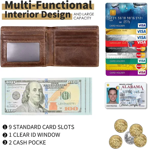 Miniatura 6 de Airtag mens Wallet, marrón, (Coffeebrown), Cartera de cuero para hombre