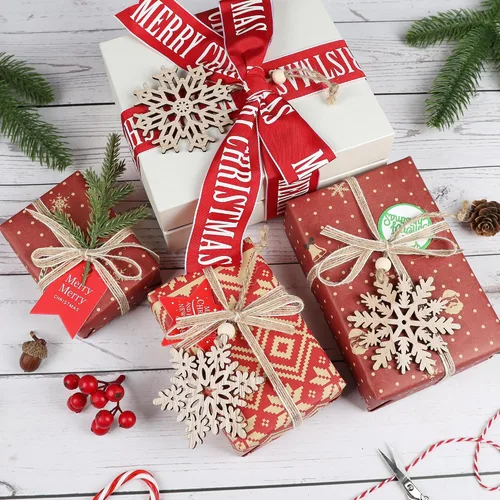 Miniatura 7 de 24 Piezas Adornos de Copos de Nieve de Madera de Navidad de 3 Pulgadas Adorno Colgante de Copo de Nieve para Decoración Rústica de Árbol de Navidad