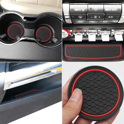 Auovo Alfombrillas antipolvo para Ford Mustang 2023 2022 2021 2020 2019 2018 2017 2016 2015 ajuste personalizado portavasos, almohadillas interiores