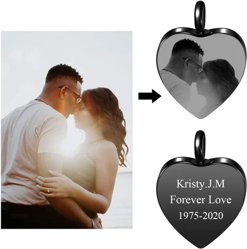 Miniatura 4 de Personalized Master Collar personalizado de urna de cremación con foto y texto, collar de urna de corazón para cenizas, joyería de recuerdo