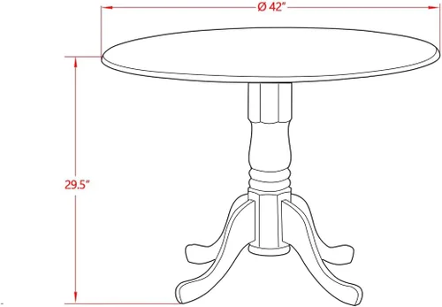 Miniatura 3 de East West Furniture DMT-LWH-TP Dublin - Mesa de comedor redonda con base de pedestal, 42 x 42 pulgadas, color blanco lino