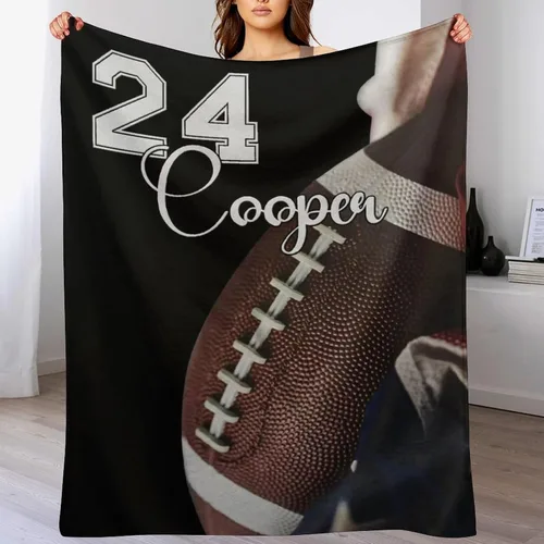Miniatura 10 de Manta de fútbol personalizada, manta de forro polar suave y acogedora del equipo de fútbol, regalo de fútbol personalizado para niños, papá, marido