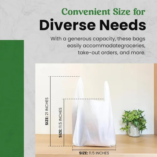 Miniatura 4 de Bolsa de plástico con asas Bolsas de compras para camisetas para pequeñas empresas Bolsa de plástico reciclable para comestibles Bolsas