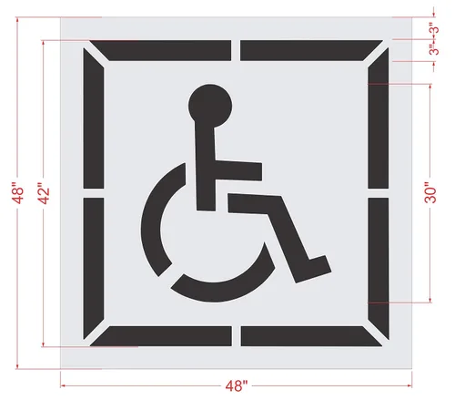 Miniatura 5 de Plantilla de estacionamiento – 30 pulgadas – Plantilla para discapacitados con borde (carrera de 3 pulgadas) – 42 x 42 x 1/8 pulgadas (128 mil)
