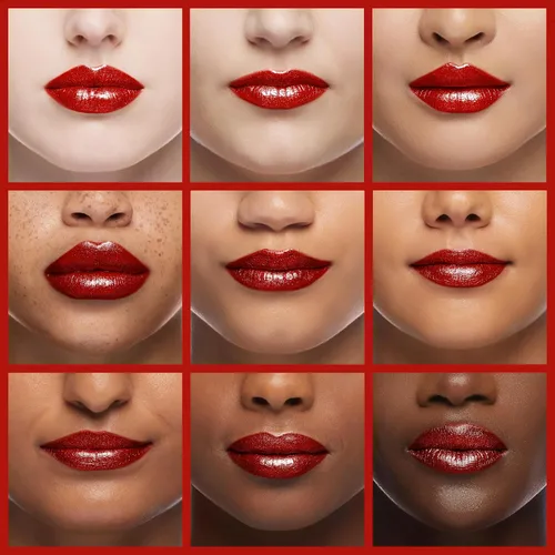 Miniatura 4 de Oulac Lápiz labial rojo, regalos de Navidad para mujeres, fórmula hidratante ligera con brillo 3D metálico, color de labios de alto impacto, Bomba