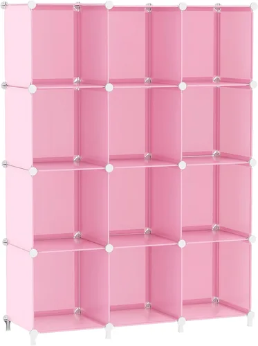 Miniatura 15 de AWTATOS Organizador de almacenamiento de cubos, estantería de 12 cubos, estantería de bricolaje de plástico para armario, estantes de almacenamiento