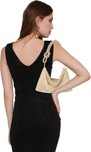 Miniatura 4 de Bolso de noche brillante con diamantes de imitación, monederos plateados para mujer, bolsos cruzados para fiesta, graduación, club, boda