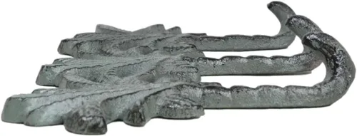 Miniatura 3 de Ebros Gift Paquete de 2 figuras de hierro fundido Verdigris Tropical Paradise Beach, 3 palmeras de coco, 3 clavijas, ganchos de pared triples