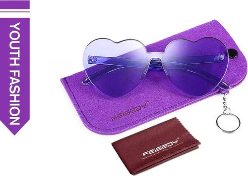 Miniatura 7 de FEISEDY Gafas de sol de corazón grueso sin montura en forma de corazón Gafas de sol para mujer, gafas de amor de moda B2419