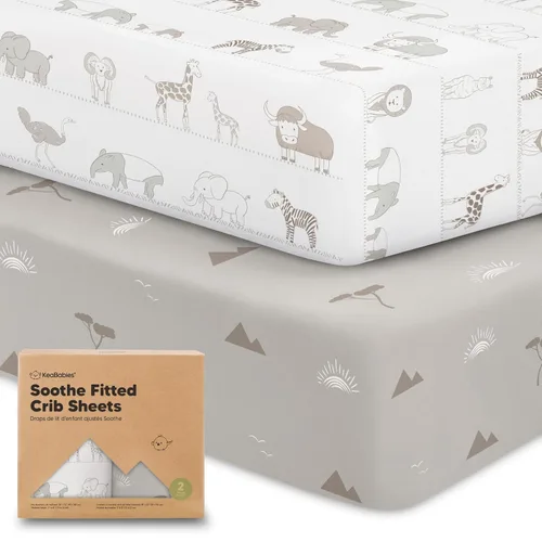 Miniatura 33 de KeaBabies - Juego de 2 sábanas orgánicas, unisex, suaves, 52 x 28 pulgadas, diseño neutro, de algodón jersey transpirable, con estampados adorables