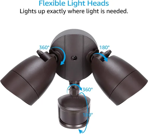 Miniatura 6 de LEONLITE Luz de inundación con sensor de movimiento, certificación ETL, luces LED de seguridad de aluminio del atardecer al amanecer, cabezales