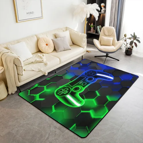 Miniatura 15 de Feelyou Alfombra de sala de estar, 3 x 5 pies, diseño geométrico para niños, diseño moderno a rayas, para interiores, antideslizante, con diseño