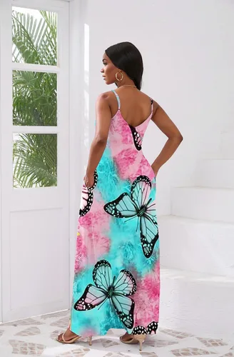 Miniatura 5 de vunahzma - Vestido largo y sexy para mujer, casual, sin mangas, talla extragrande, holgado, con bolsillos