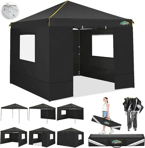 Miniatura 23 de COBIZI - Tienda desplegable de 3,66 x 3,66 metros en oferta - Cenador portátil de metal para exteriores con mosquitero, impermeable - Cenador Caqui