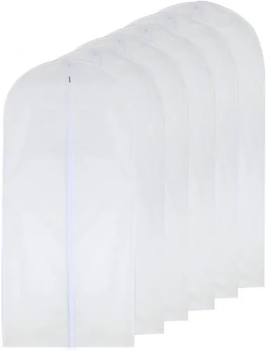 Bolsas de ropa para colgar ropa de 24 x 40 pulgadas, bolsas de ropa colgantes blancas, fundas de traje transpirables para armario, cubierta