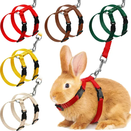 Miniatura 7 de Outus Juego de arnés ajustable de conejo y correa de 5 piezas, a prueba de escape, chaleco para mascotas, correr, caminar, trotar, conejito, gato