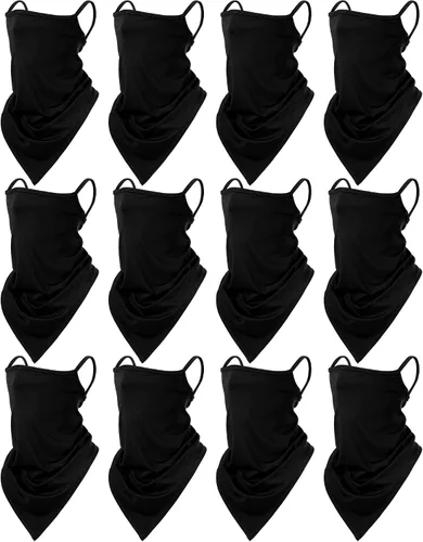 JaGely Paquete de 12 polainas para el cuello, bufanda, máscara elástica con cinta elástica para las orejas, diadema absorbente para mujeres y